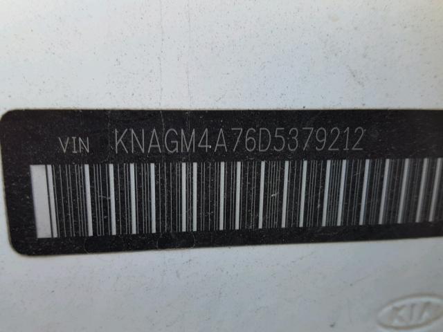 KNAGM4A76D5379212 - 2013 KIA OPTIMA LX WHITE photo 10