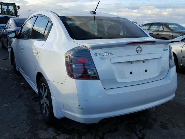 3N1AB6AP6BL707240 - 2011 NISSAN SENTRA WHITE photo 3