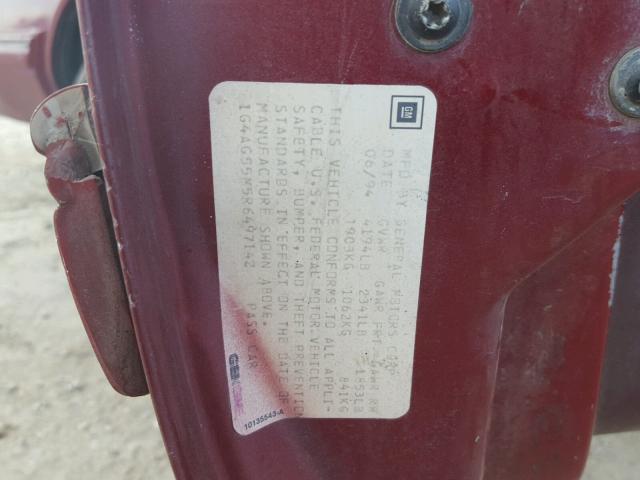 1G3AG55M0R6425172 - 1994 OLDSMOBILE CUTLASS CI MAROON photo 10