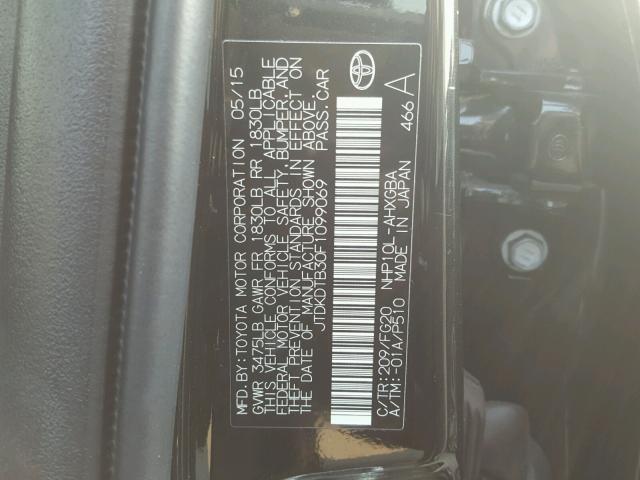 JTDKDTB30F1099069 - 2015 TOYOTA PRIUS C BLACK photo 10