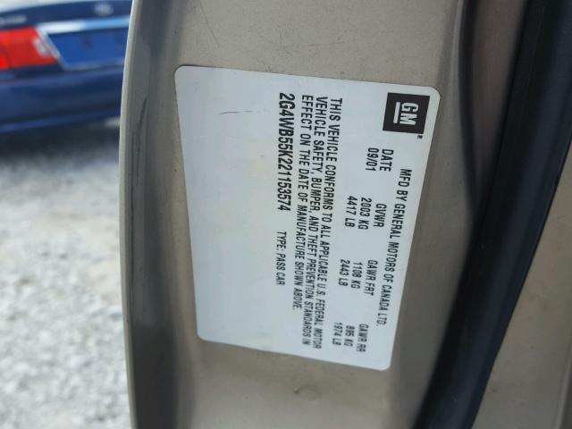 2G4WB55K221153574 - 2002 BUICK REGAL LS 金色 照片 10