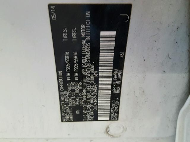 JTLZE4FE2EJ058457 - 2014 TOYOTA SCION XB Ақ фото 10