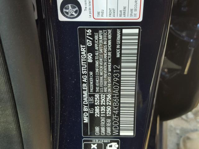 WDDZF4KB6HA079312 - 2017 MERCEDES-BENZ E 300 4MAT BLUE photo 10