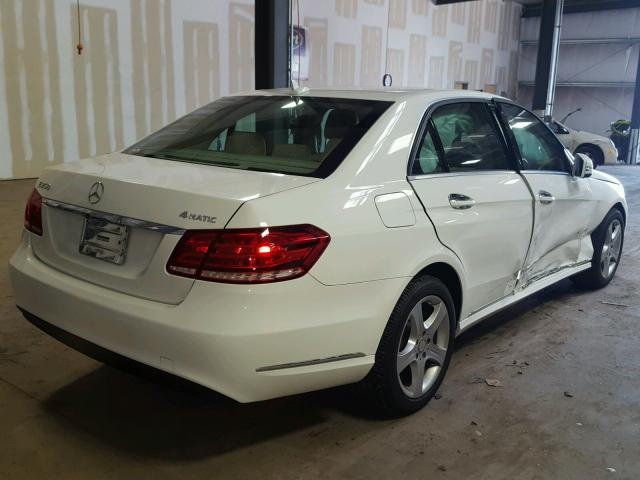 WDDHF8JB3EA789543 - 2014 MERCEDES-BENZ E 350 4MAT WHITE photo 4