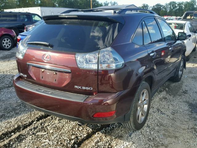 JTJGK31U789850837 - 2008 LEXUS RX 350 MAROON photo 4