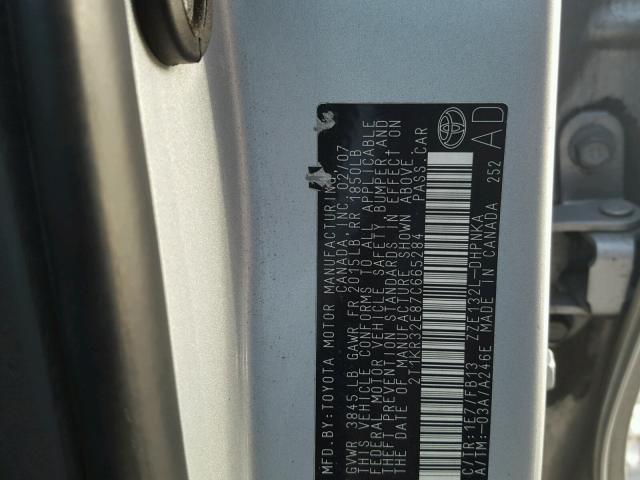 2T1KR32E87C665284 - 2007 TOYOTA MATRIX 银色 照片 10