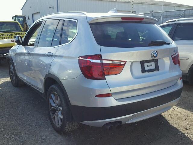 5UXWX5C52BL713699 - 2011 BMW X3 XDRIVE2 SILVER photo 3