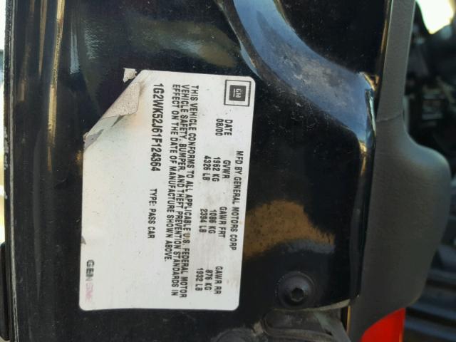 1G2WK52J61F124364 - 2001 PONTIAC GRAND PRIX BLACK photo 10