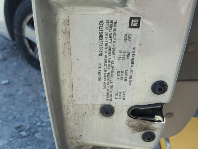 1G1ZT548X5F139478 - 2005 CHEVROLET MALIBU LS Gümüş foto 10