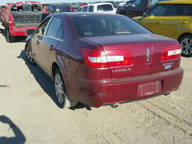 3LNHM26116R637583 - 2006 LINCOLN ZEPHYR MAROON photo 3