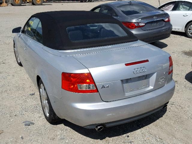 WAUAC48H06K009515 - 2006 AUDI A4 1.8 CAB SILVER photo 3