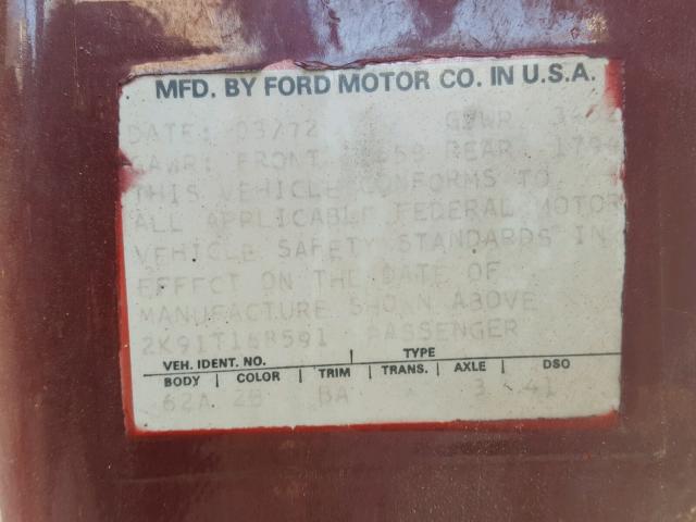 2K91T168591 - 1972 FORD MAVERICK BURN photo 10