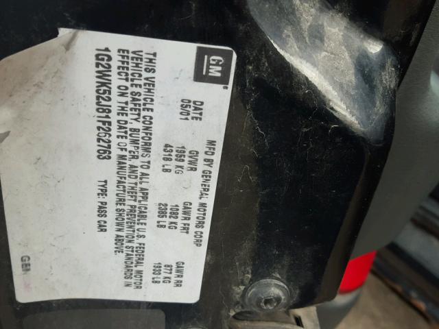 1G2WK52J81F262763 - 2001 PONTIAC GRAND PRIX Qara foto 10