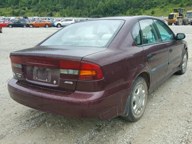 4S3BE635916211314 - 2001 SUBARU LEGACY L BURGUNDY photo 4