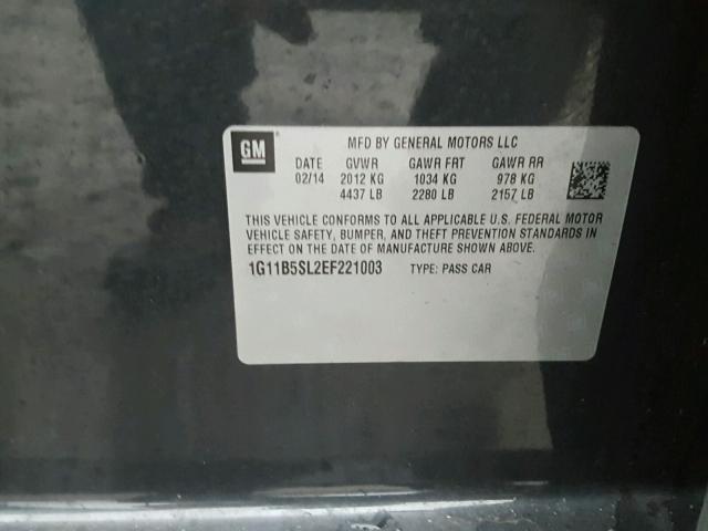 1G11B5SL2EF221003 - 2014 CHEVROLET MALIBU LS GRAY photo 10