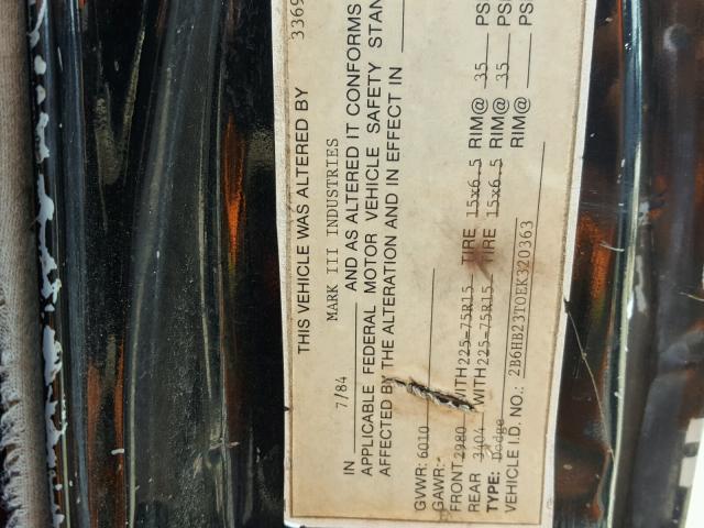 2B6HB23T0EK320363 - 1984 DODGE RAM VAN B2 BLACK photo 10