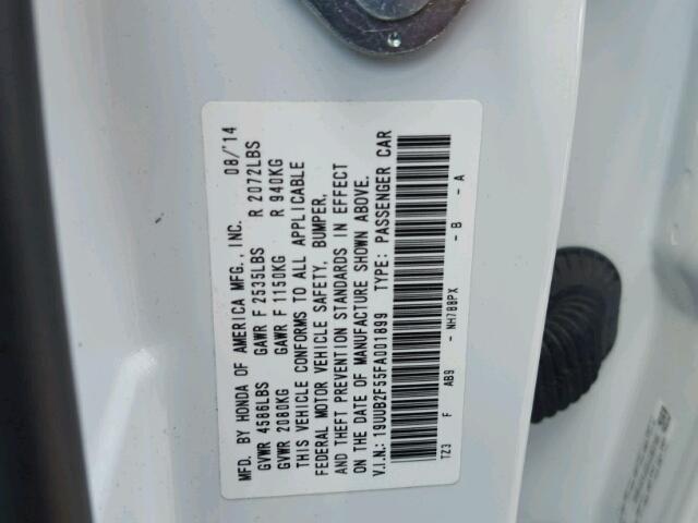 19UUB2F55FA001899 - 2015 ACURA TLX TECH WHITE photo 10