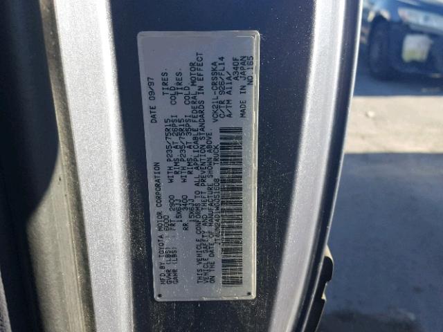 JT4UN24D1W0051608 - 1998 TOYOTA T100 XTRAC GRAY photo 10