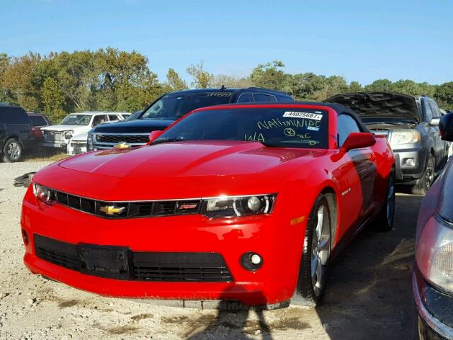 2G1FF3D30F9150938 - 2015 CHEVROLET CAMARO LT RED photo 2