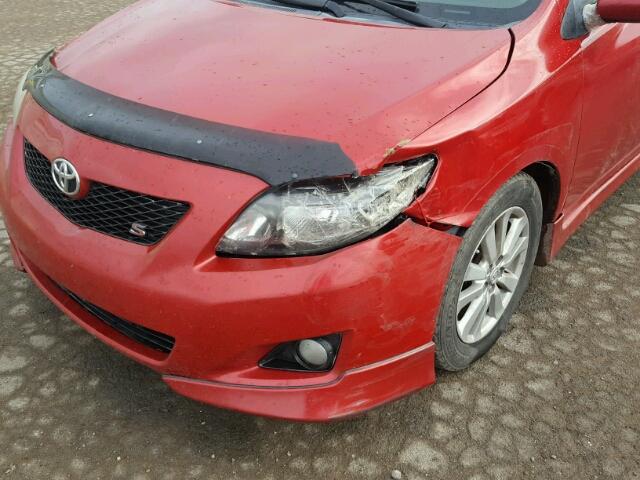 2T1BU4EE8AC224911 - 2010 TOYOTA COROLLA BA RED photo 9