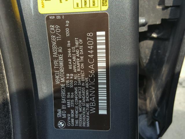 WBANV1C56AC444078 - 2010 BMW 528 XI BLACK photo 10