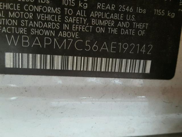 WBAPM7C56AE192142 - 2010 BMW 335 I WHITE photo 10