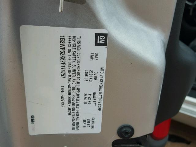 1G2WP52K62F174757 - 2002 PONTIAC GRAND PRIX Արծաթագույն լուսանկար 10