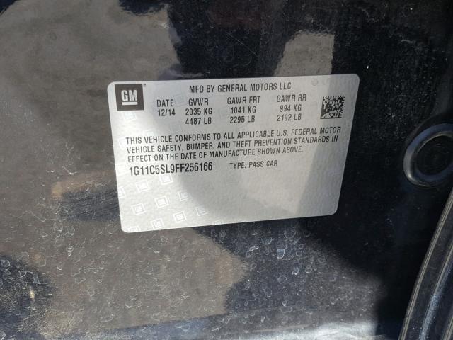 1G11C5SL9FF256166 - 2015 CHEVROLET MALIBU 1LT შავი ფოტო 10