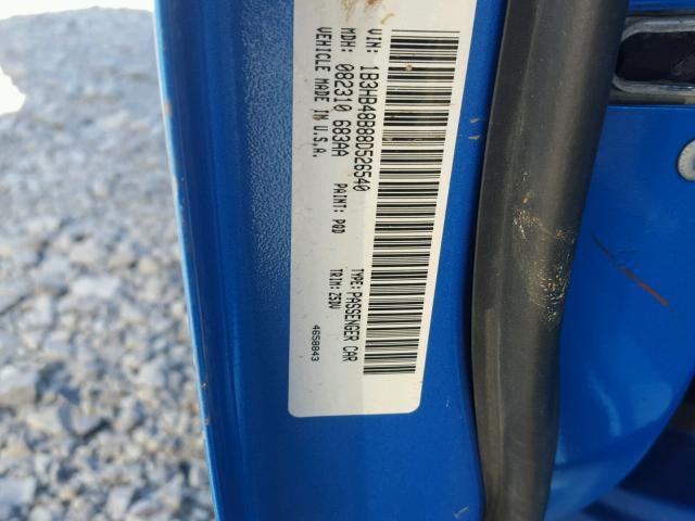 1B3HB48B88D526540 - 2008 DODGE CALIBER BLUE photo 10