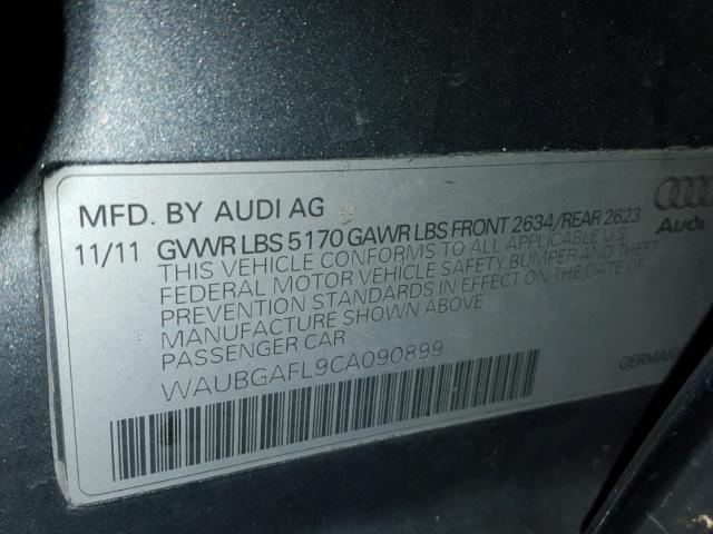 WAUBGAFL9CA090899 - 2012 AUDI S4 PREMIUM GRAY photo 10