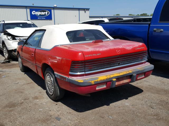 1C3XU4539NF161551 - 1992 CHRYSLER LEBARON RED photo 3