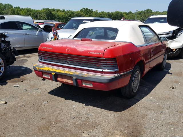 1C3XU4539NF161551 - 1992 CHRYSLER LEBARON 红色 照片 4