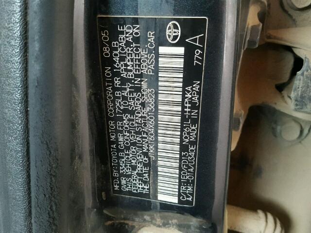 JTKKT604X60136823 - 2006 TOYOTA SCION XA გრაფიტი ფოტო 10