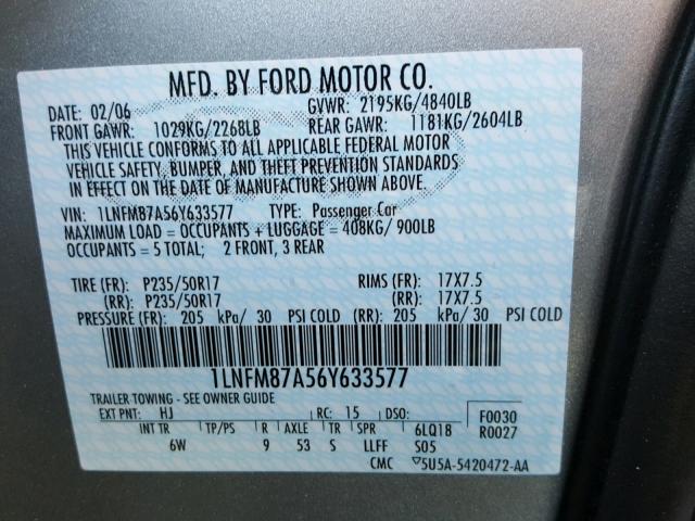 1LNFM87A56Y633577 - 2006 LINCOLN LS 银色 照片 10