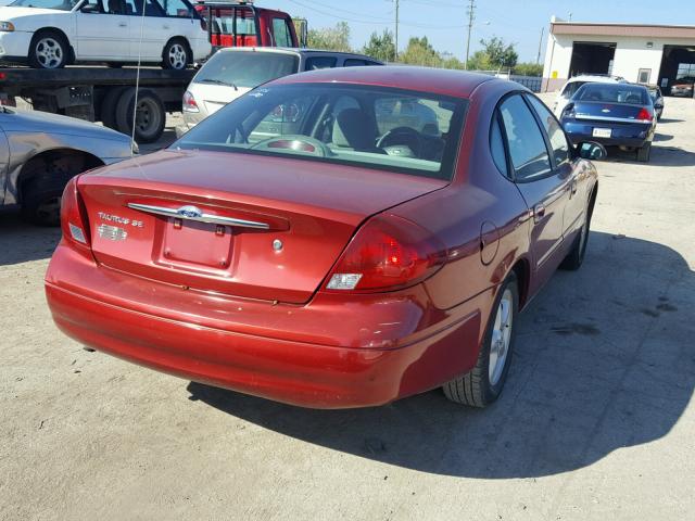 1FAFP5520YA185403 - 2000 FORD TAURUS SES RED photo 4