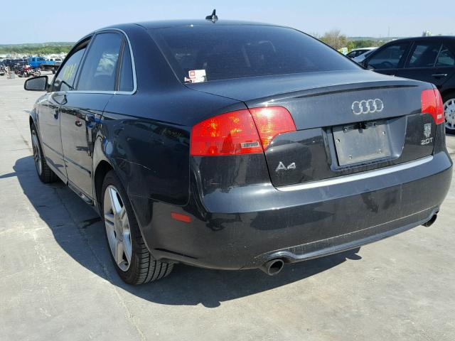 WAUAF78E08A058284 - 2008 AUDI A4 2.0T BLACK photo 3