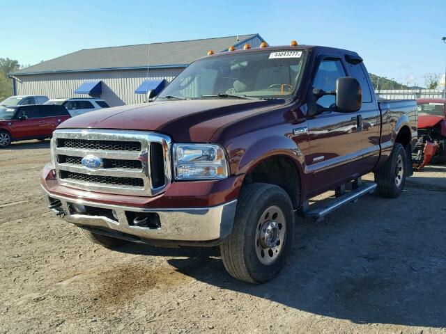 1FTSX21P85EB93214 - 2005 FORD F250 SUPER MAROON photo 2