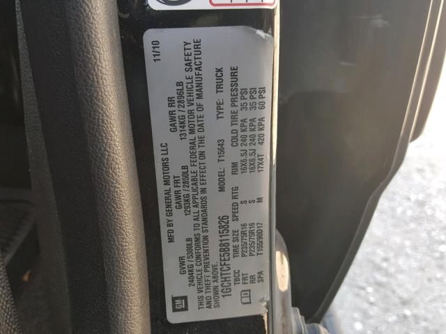 1GCHTCFE5B8115826 - 2011 CHEVROLET COLORADO L BLACK photo 10