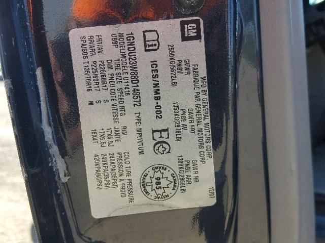 1GNDU23W88D148572 - 2008 CHEVROLET UPLANDER L 石墨色 照片 10