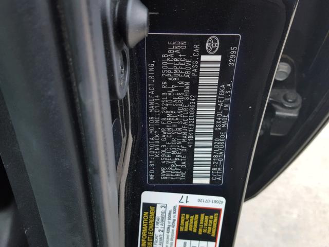 4T1BK1EB2EU096342 - 2014 TOYOTA AVALON BAS BLACK photo 10