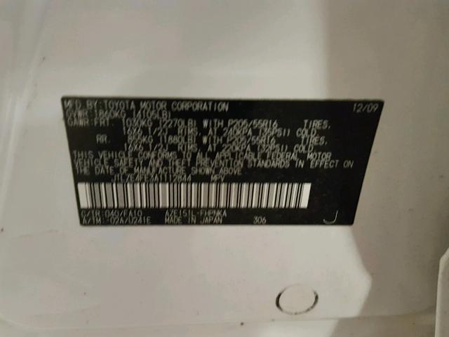 JTLZE4FE3A1112844 - 2010 TOYOTA SCION XB Weiß Foto 10