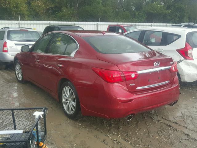 JN1AV7AR2EM700763 - 2014 INFINITI Q50 HYBRID RED photo 3