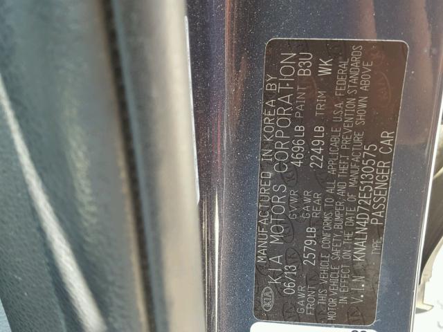 KNALN4D72E5130575 - 2014 KIA CADENZA PR BLUE photo 10