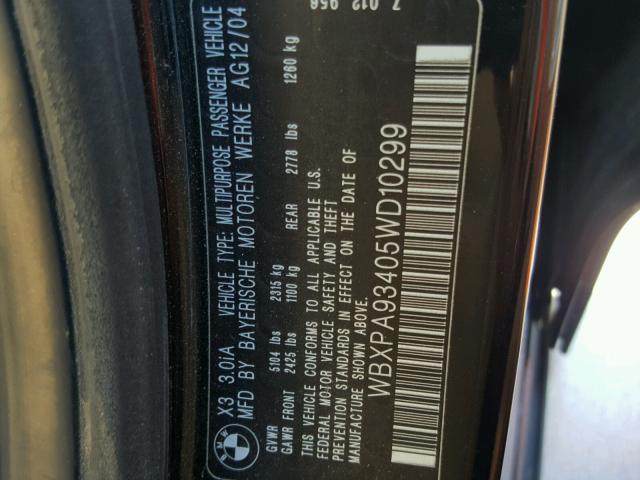 WBXPA93405WD10299 - 2005 BMW X3 3.0I BLACK photo 10
