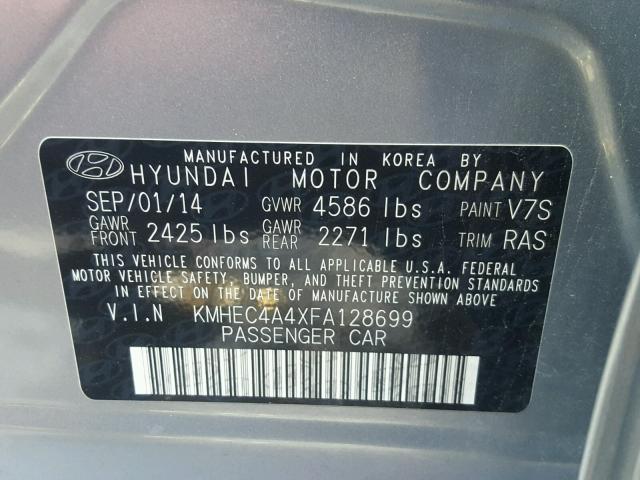 KMHEC4A4XFA128699 - 2015 HYUNDAI SONATA HYB SILVER photo 10