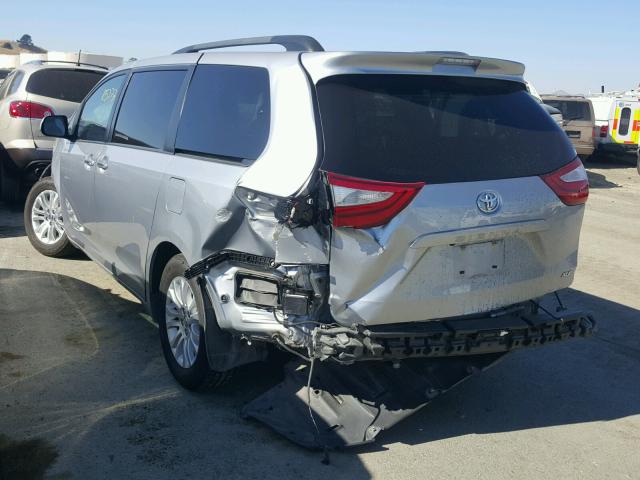 5TDYK3DC4FS566476 - 2015 TOYOTA SIENNA XLE SILVER photo 3