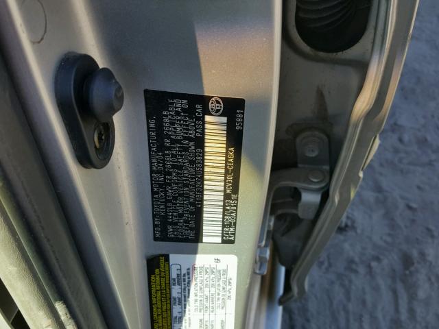 4T1BF32K74U583829 - 2004 TOYOTA CAMRY LE GRAY photo 10