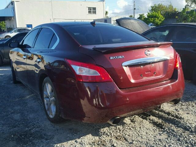 1N4AA5APXAC825639 - 2010 NISSAN MAXIMA S BURGUNDY photo 3