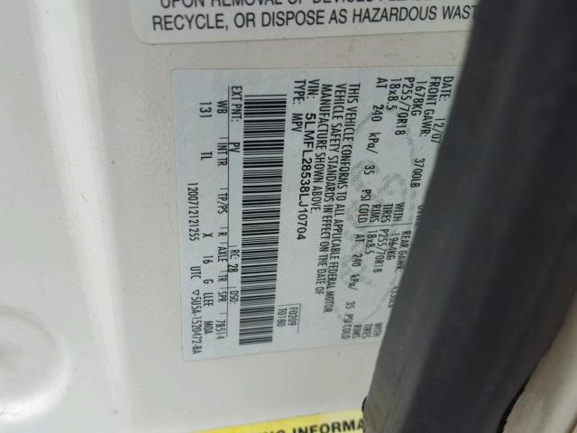 5LMFL28538LJ10704 - 2008 LINCOLN NAVIGATOR CREAM photo 10