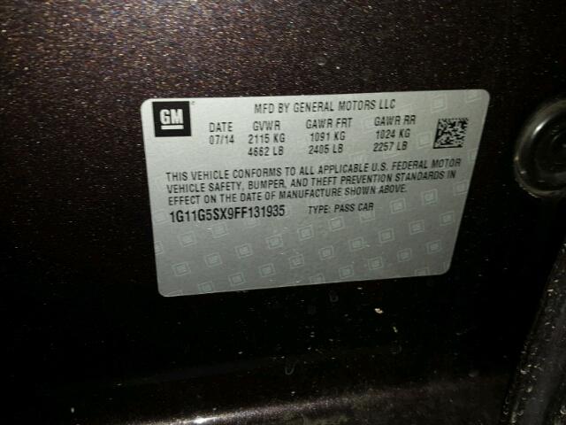 1G11G5SX9FF131935 - 2015 CHEVROLET MALIBU LTZ იასამნისფერი ფოტო 10